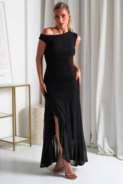 Cellinna Mesh Maxi Dress | Black