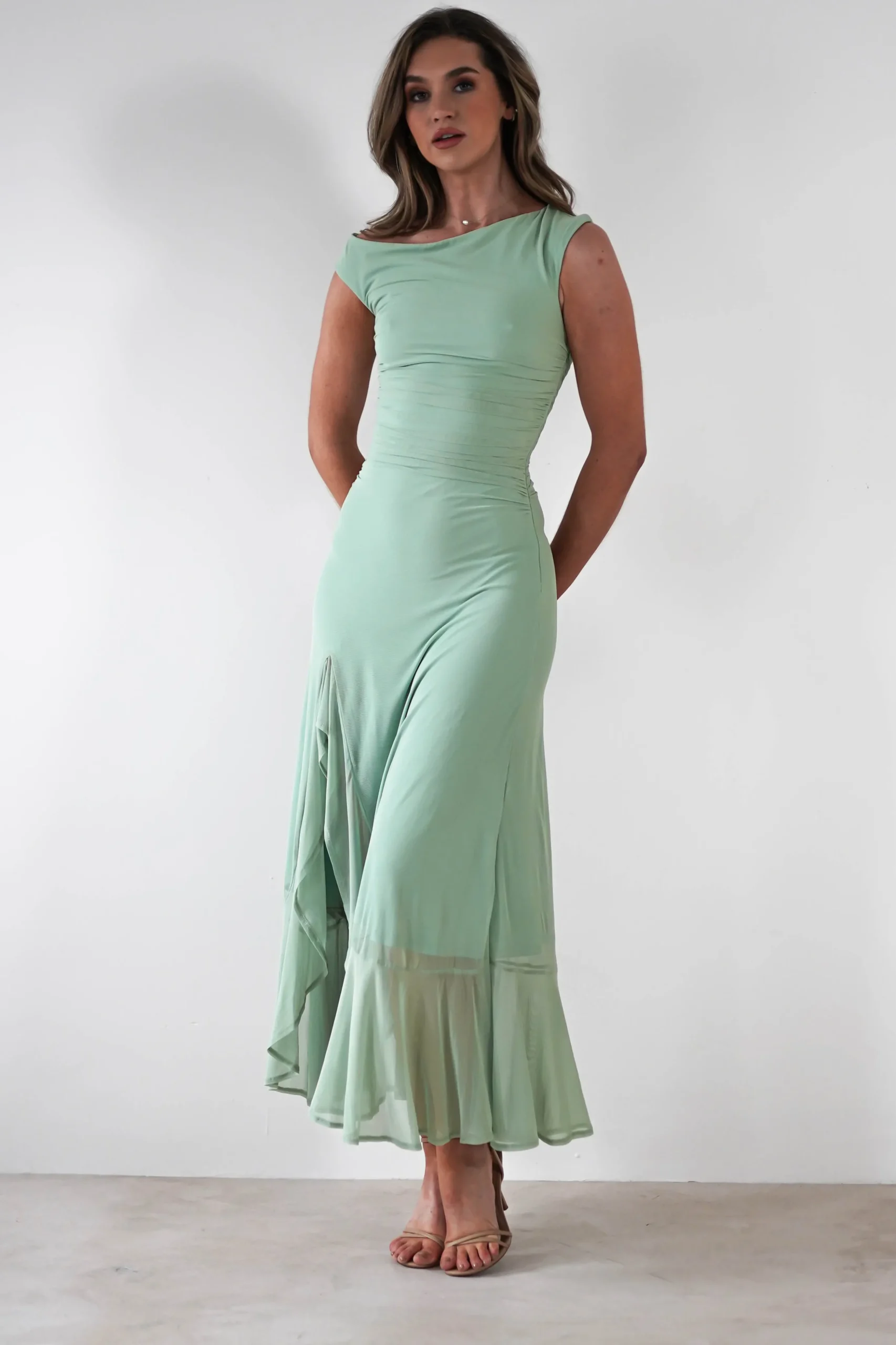 Cellinna Mesh Maxi Dress | Light Green
