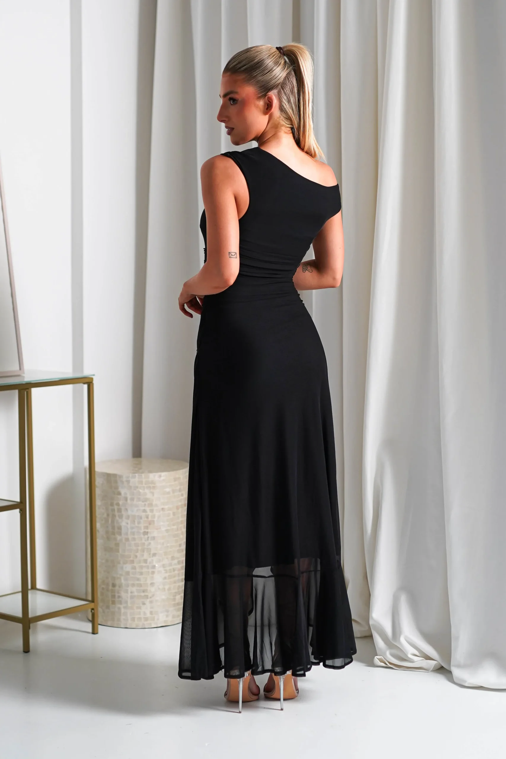 Cellinna Mesh Maxi Dress | Black