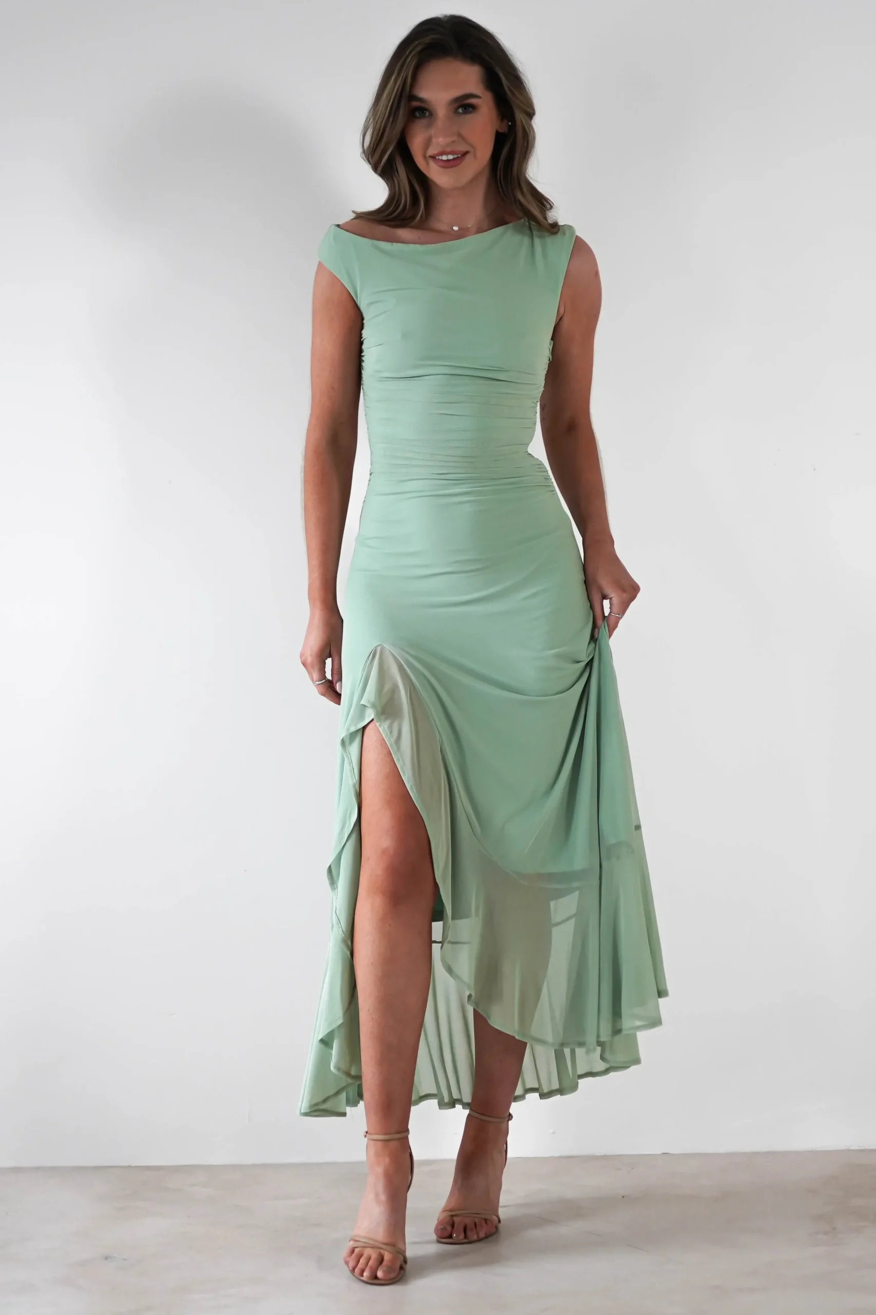 Cellinna Mesh Maxi Dress | Light Green