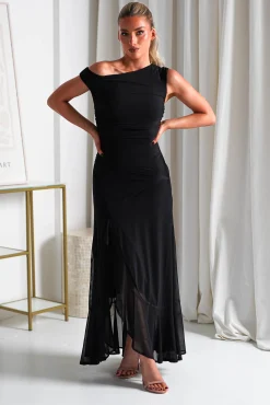Cellinna Mesh Maxi Dress | Black
