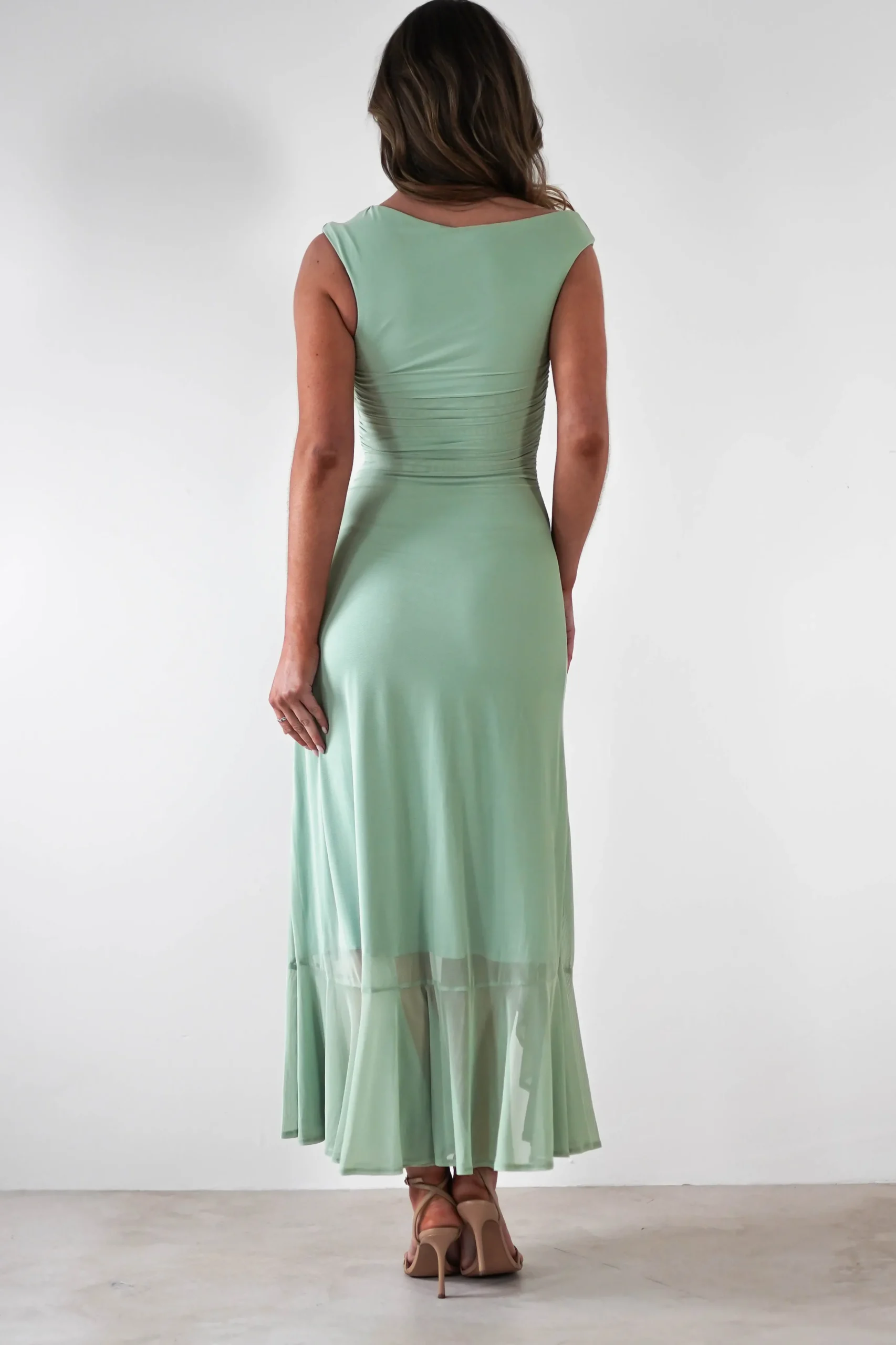 Cellinna Mesh Maxi Dress | Light Green