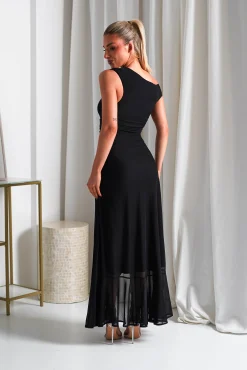 Cellinna Mesh Maxi Dress | Black