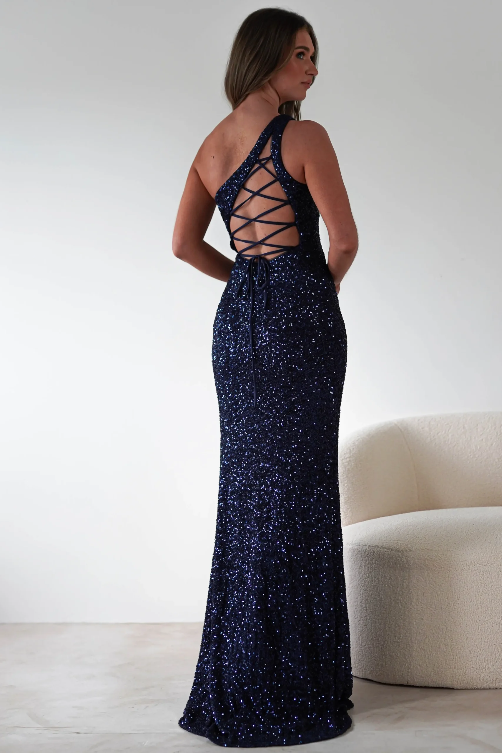 Charley Sequin Bodycon Gown | Navy