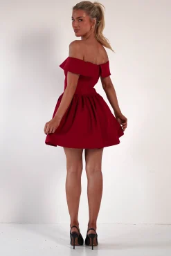 Charlotte Corset Bow Mini Dress | Dark Red