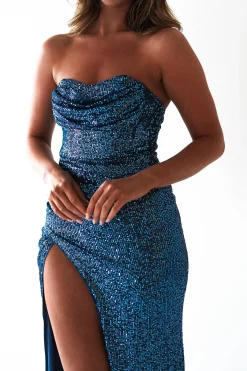 Clarin Sequin Maxi Dress | Lapis Blue