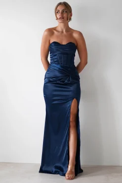 Clydee Soft Corset Maxi Gown | Navy