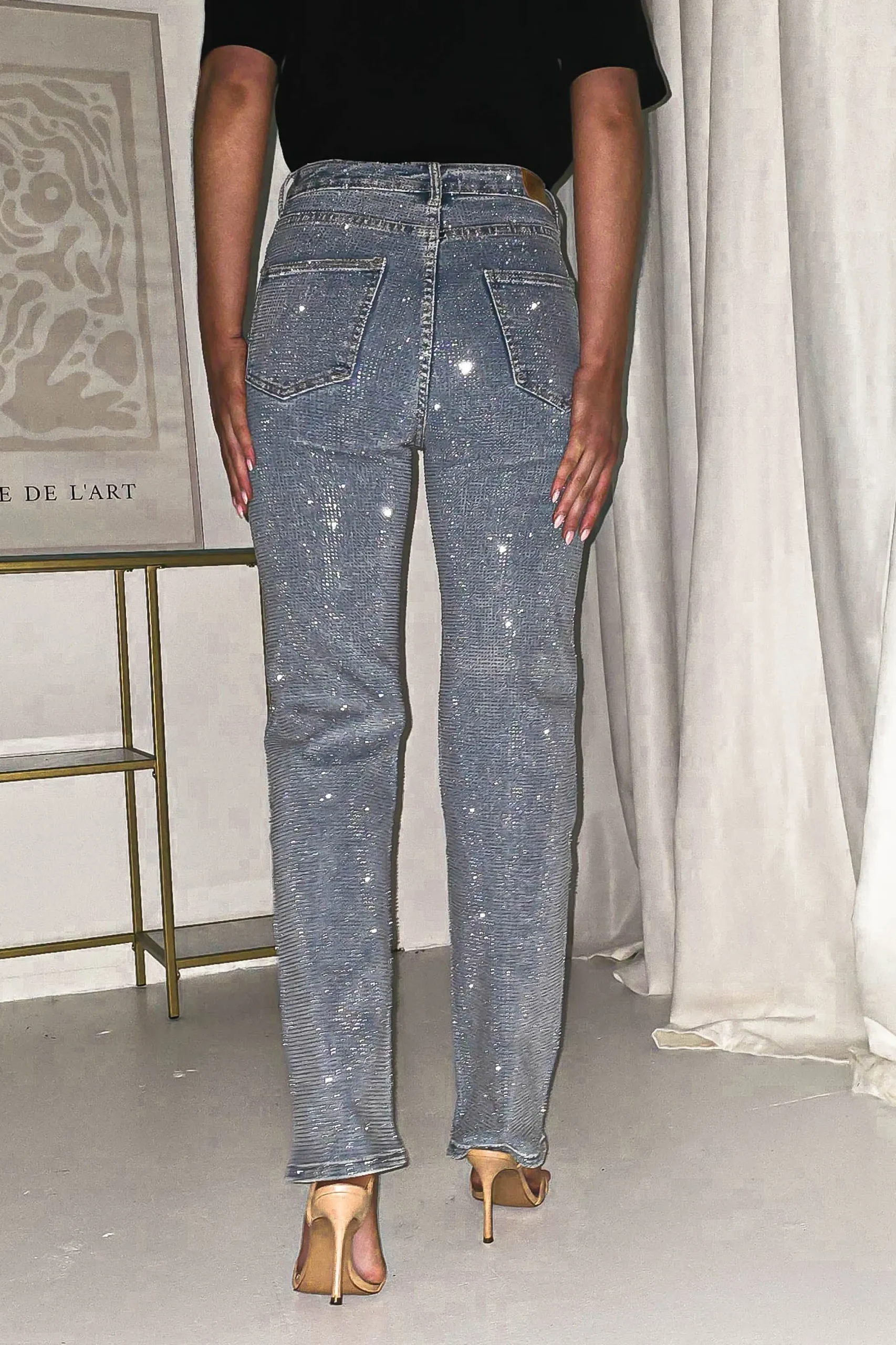 Coleen Sparkle Diamante Jeans | Light Blue