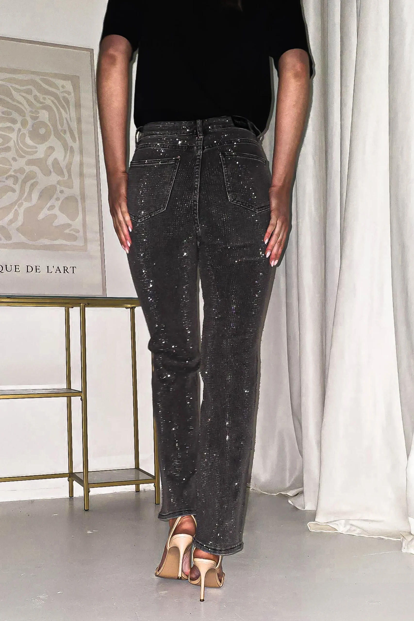 Coleen Sparkle Diamante Jeans | Grey