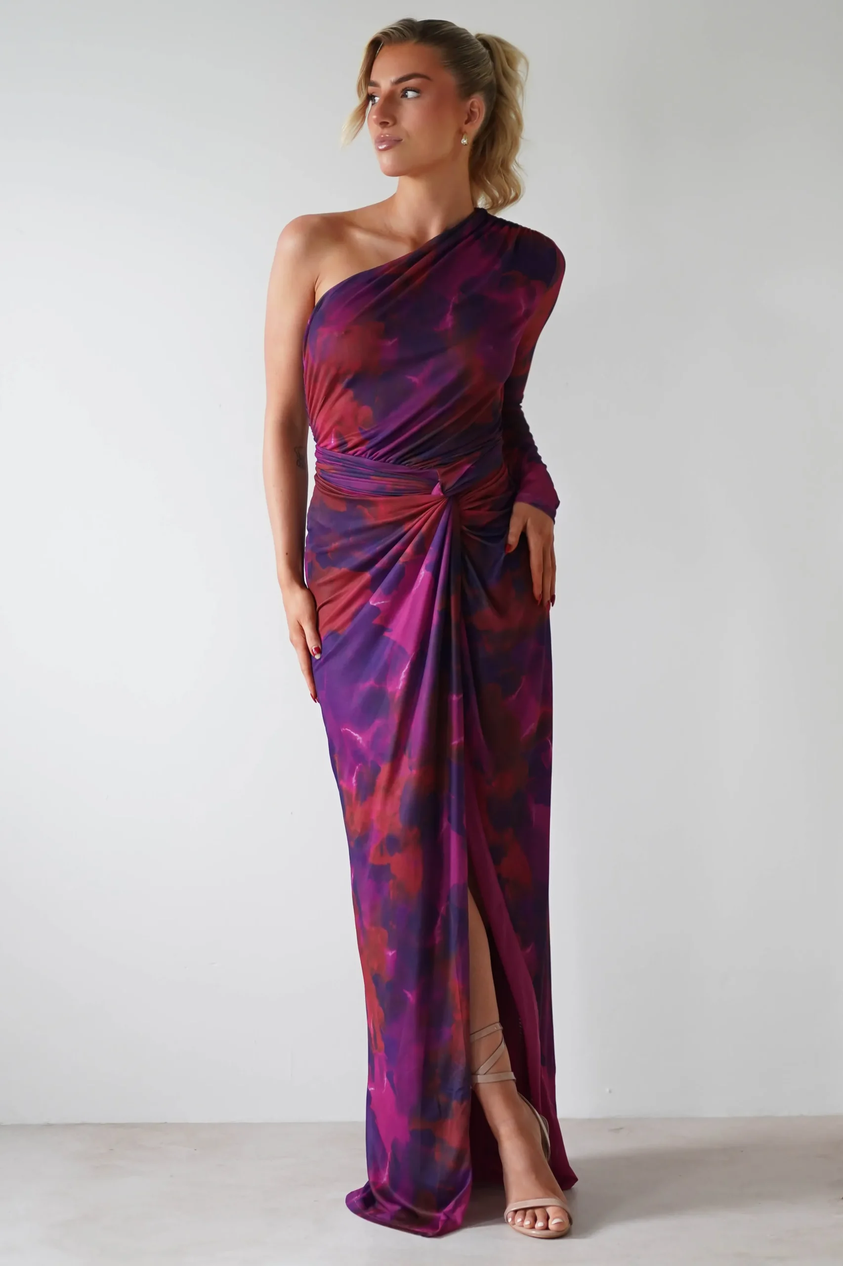 Criselda Bodycon Gathered Maxi Dress | Mixed Print