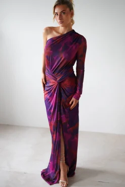 Criselda Bodycon Gathered Maxi Dress | Mixed Print