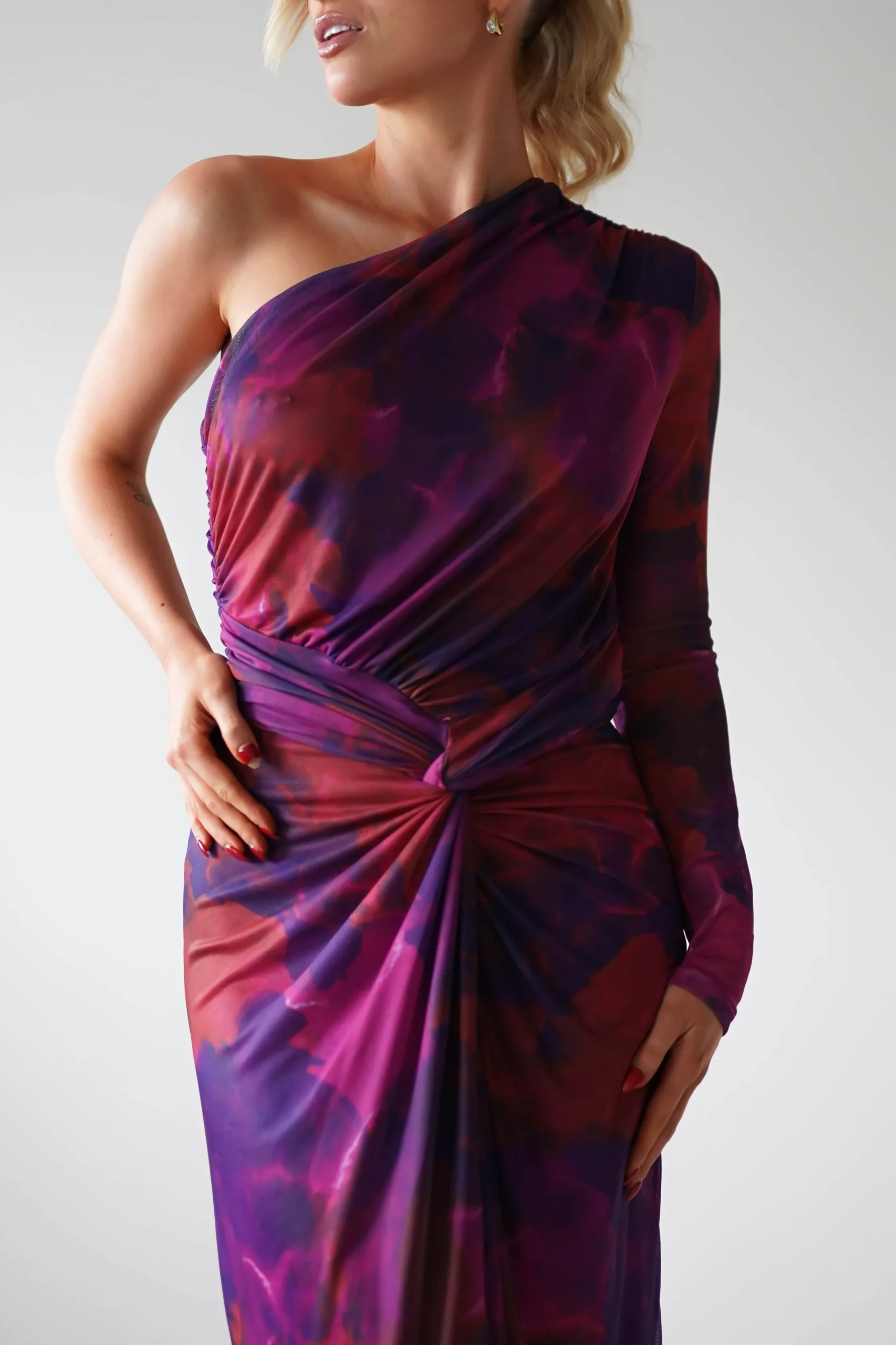 Criselda Bodycon Gathered Maxi Dress | Mixed Print