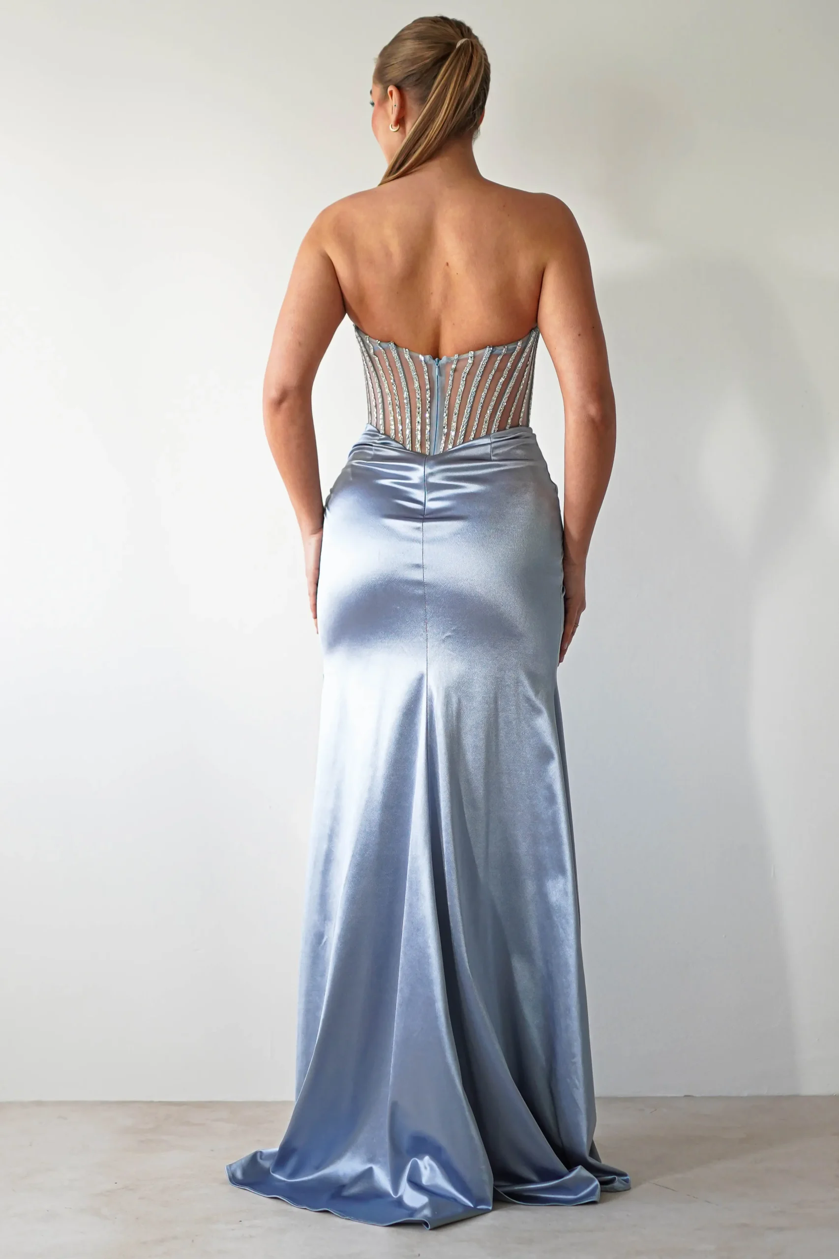 Crystal Bodycon Embellished Gown | Blue