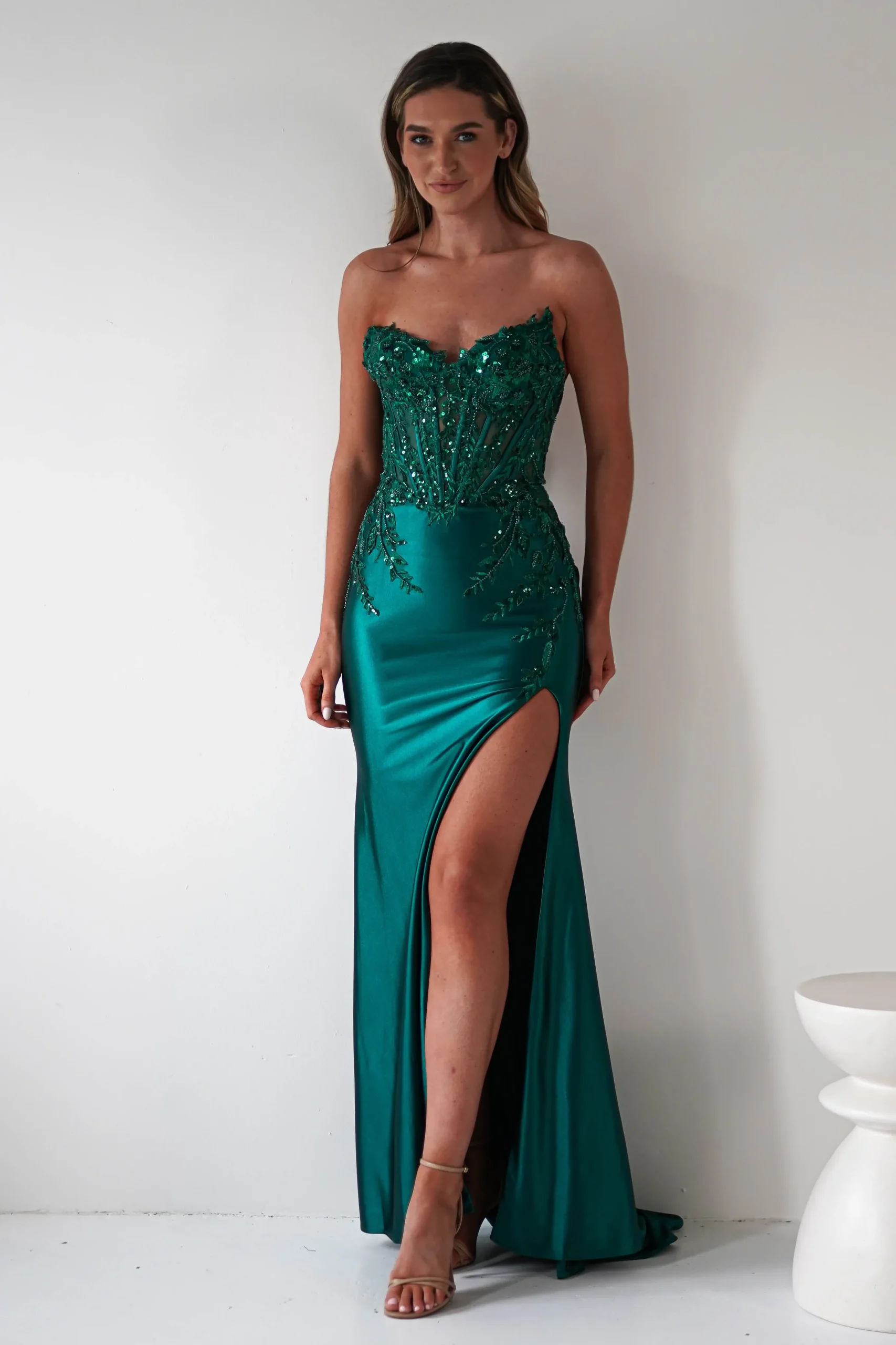 Dallas Luxe Embellished Gown | Emerald Green