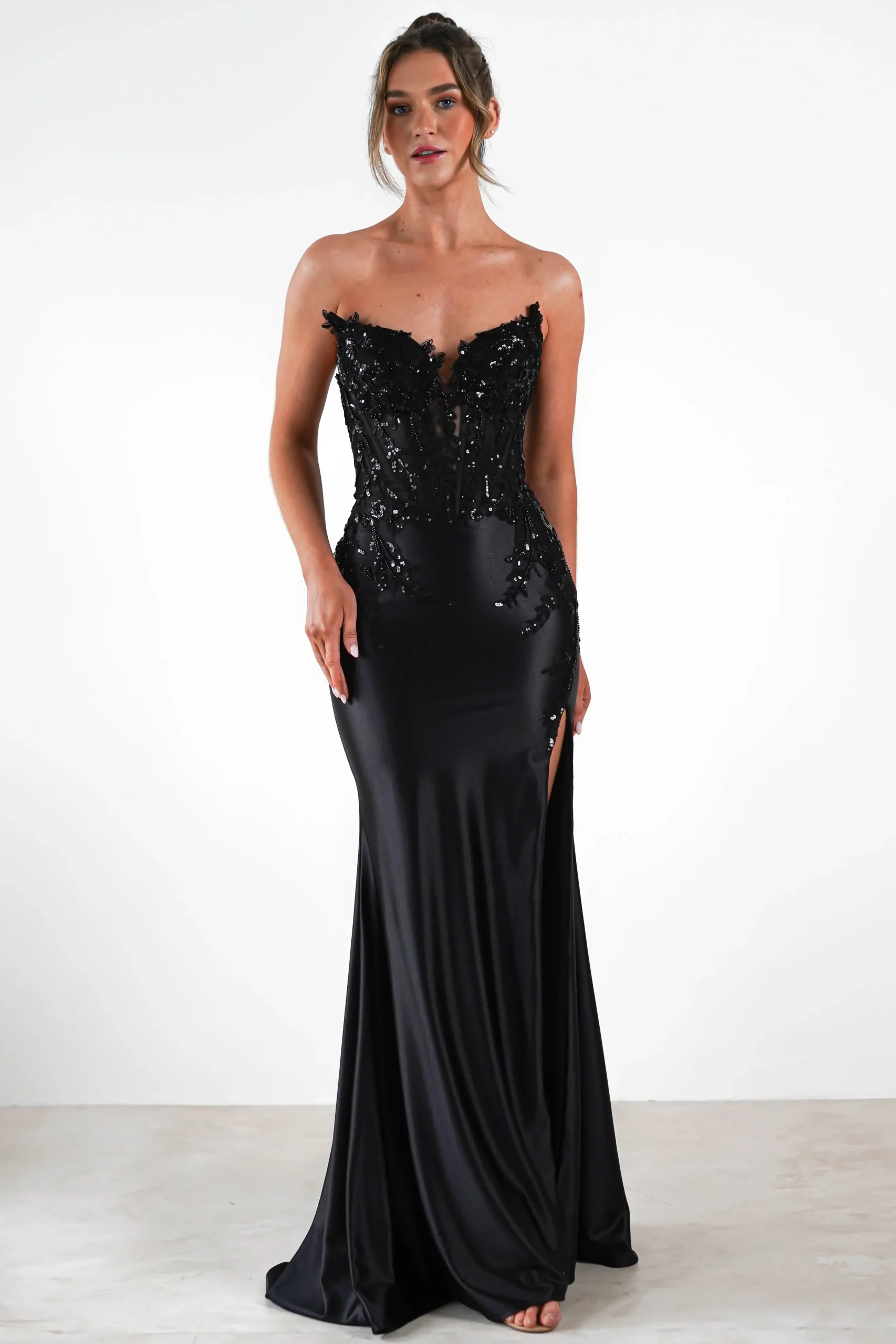 Dallas Luxe Embellished Gown | Black