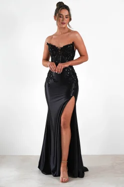 Dallas Luxe Embellished Gown | Black