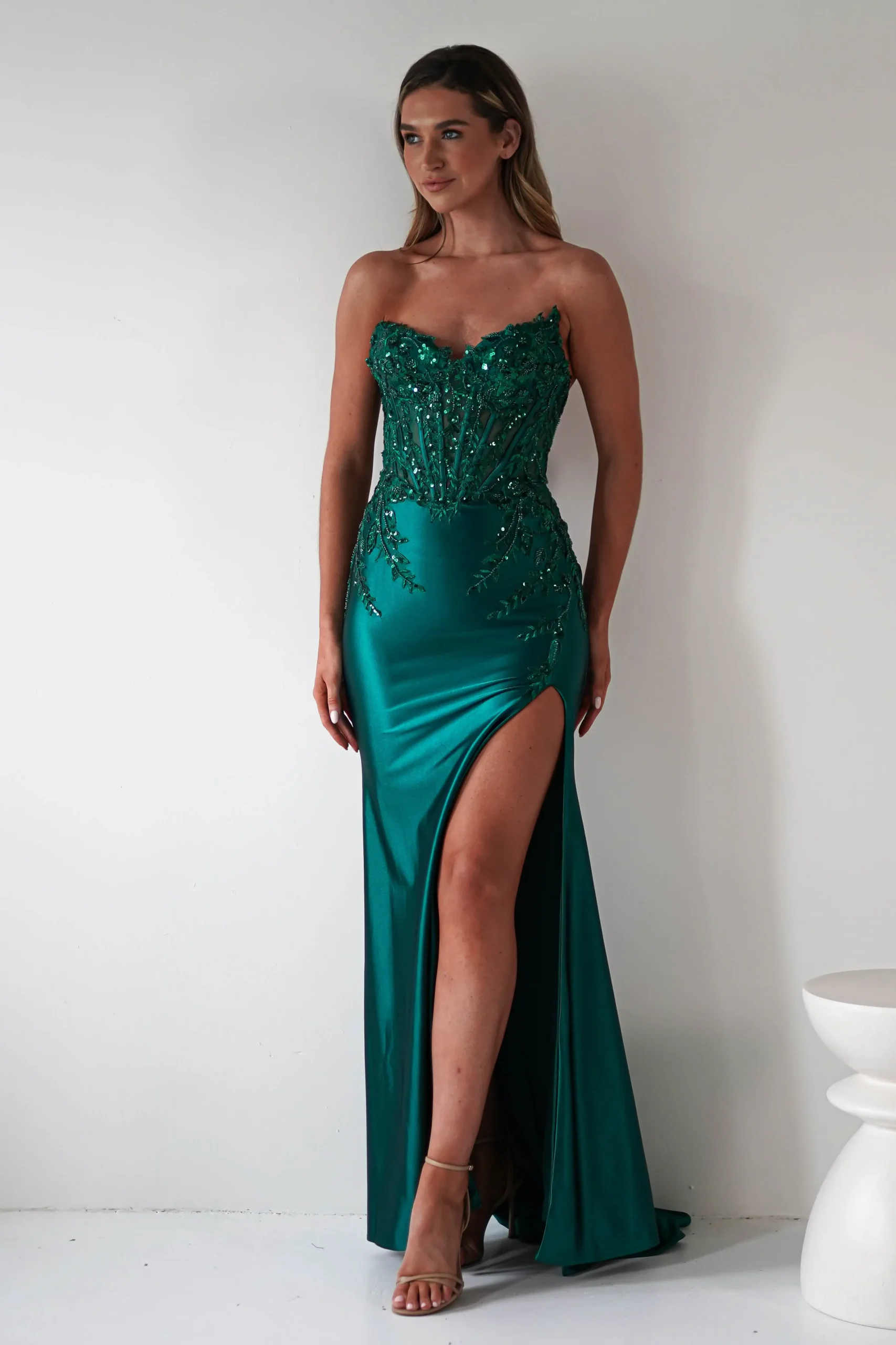 Dallas Luxe Embellished Gown | Emerald Green