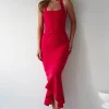 Damaris Textured Midi Dress | Red
