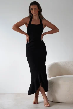 Damaris Textured Midi Dress | Black