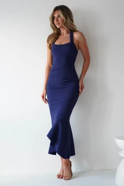 Damaris Textured Midi Dress | Navy