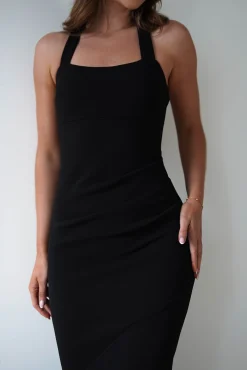 Damaris Textured Midi Dress | Black