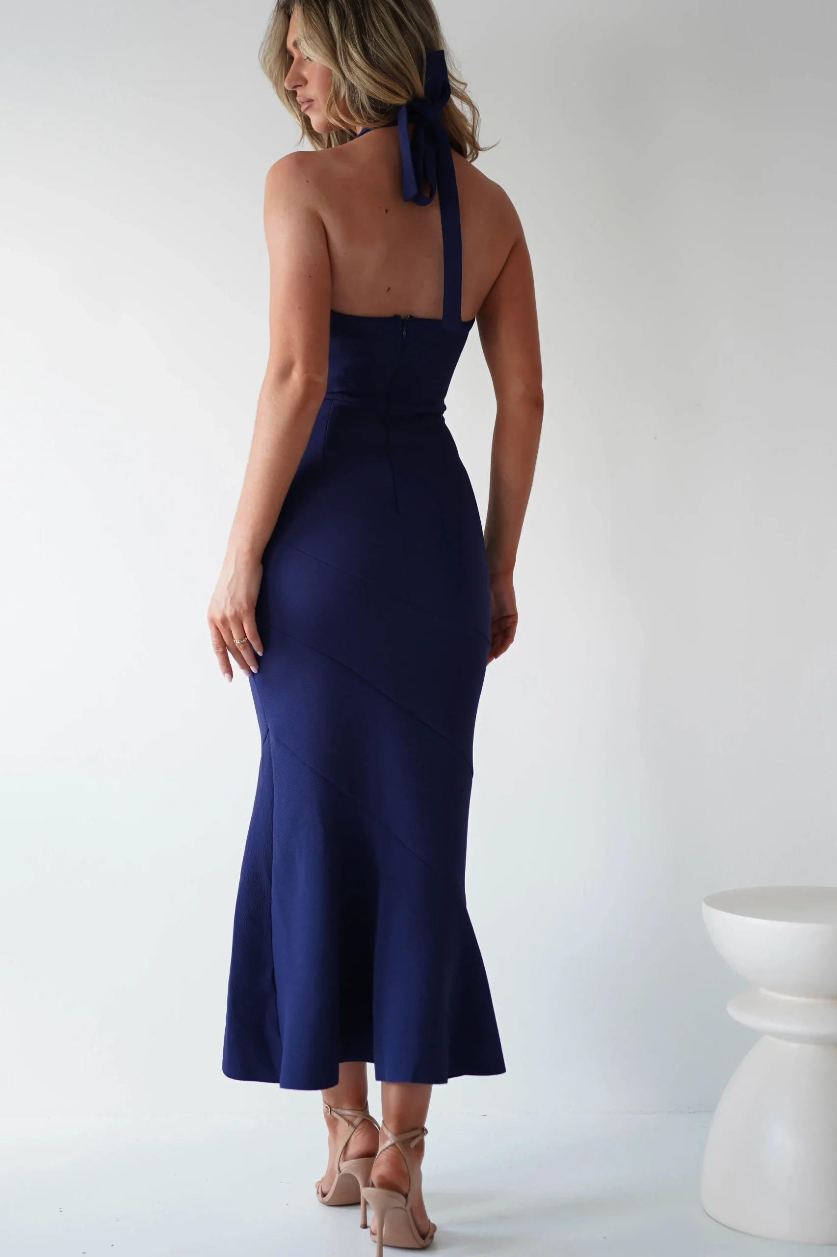 Damaris Textured Midi Dress | Navy