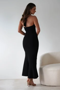 Damaris Textured Midi Dress | Black