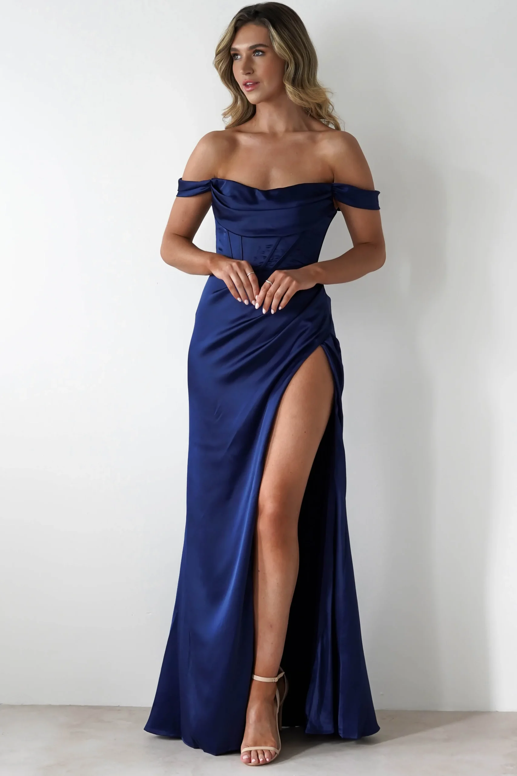 Dionne Soft Coset Maxi Gown | Navy