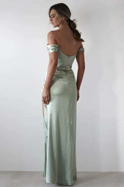 Dionne Soft Coset Maxi Gown | Sage