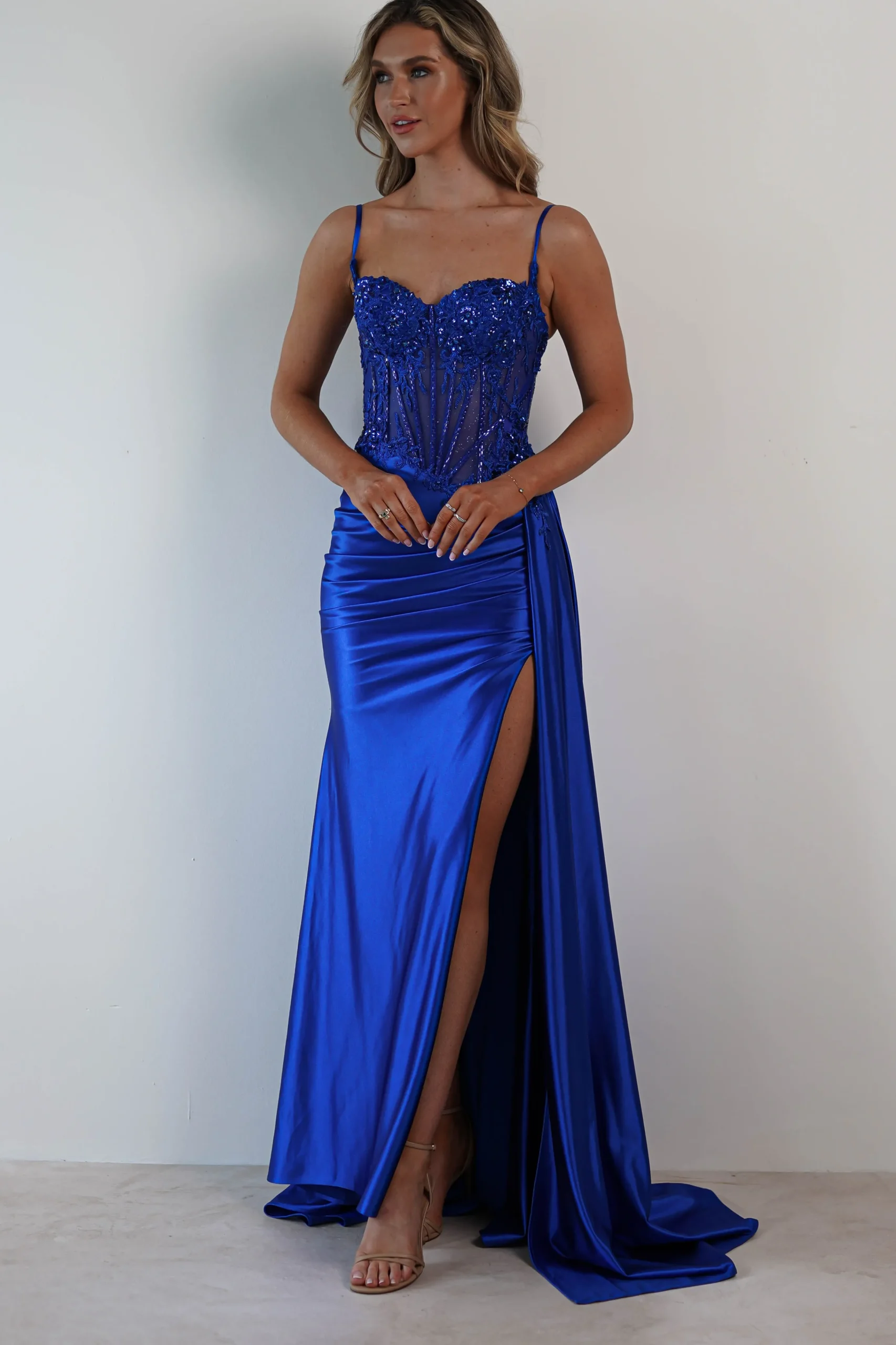 Diva Embellished Corset Gown | Royal Blue