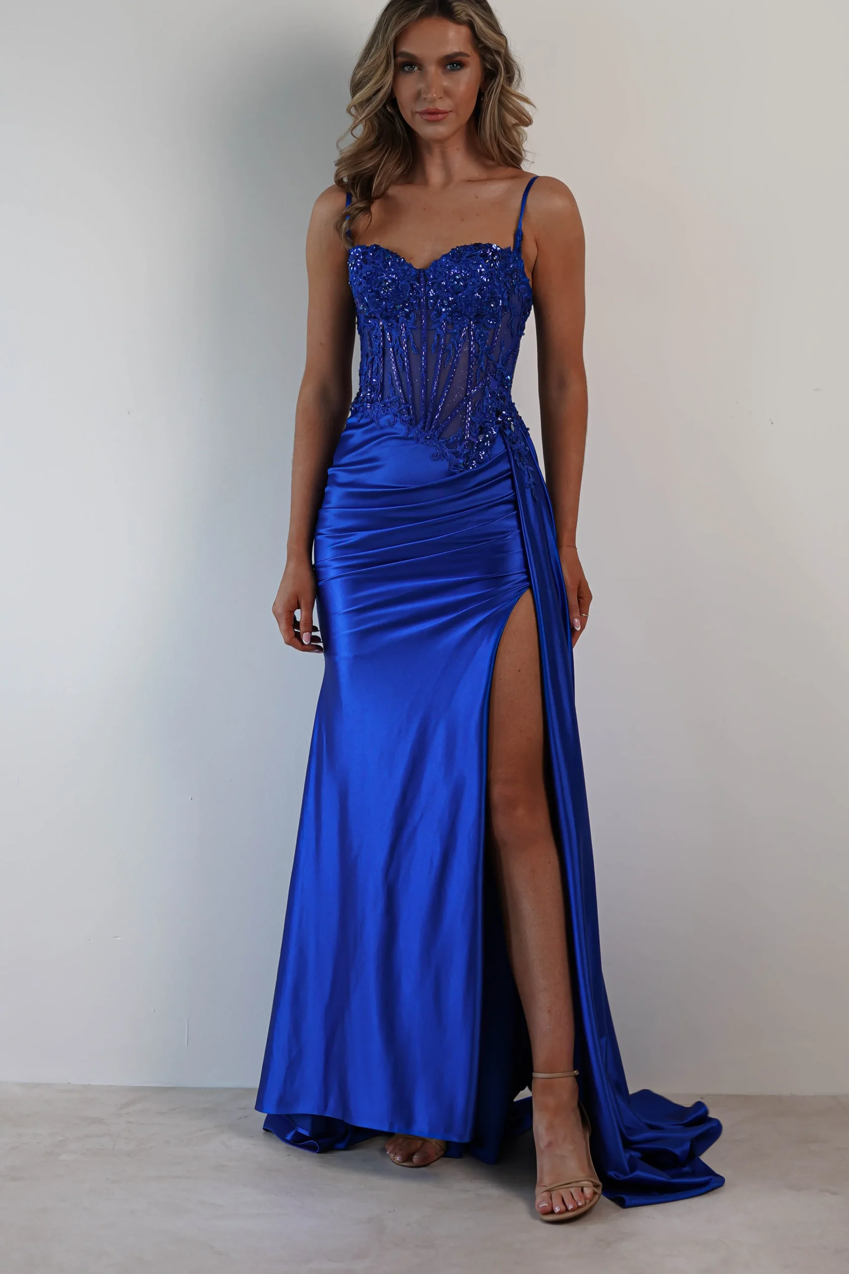 Diva Embellished Corset Gown | Royal Blue