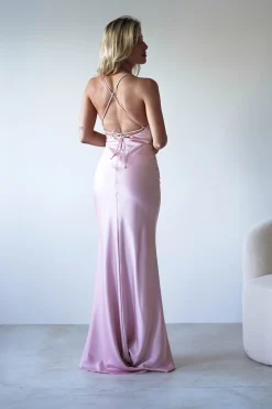Elsa Matte Satin Maxi Gown | Blush Pink