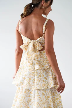 Emily Floral Ruffle Maxi Dress | Yellow Print