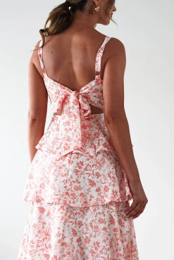 Emily Floral Ruffle Maxi Dress | Orange Print