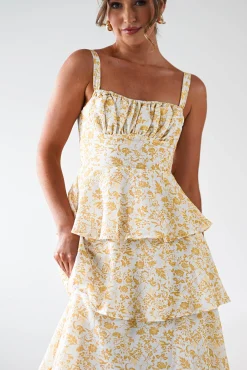 Emily Floral Ruffle Maxi Dress | Yellow Print
