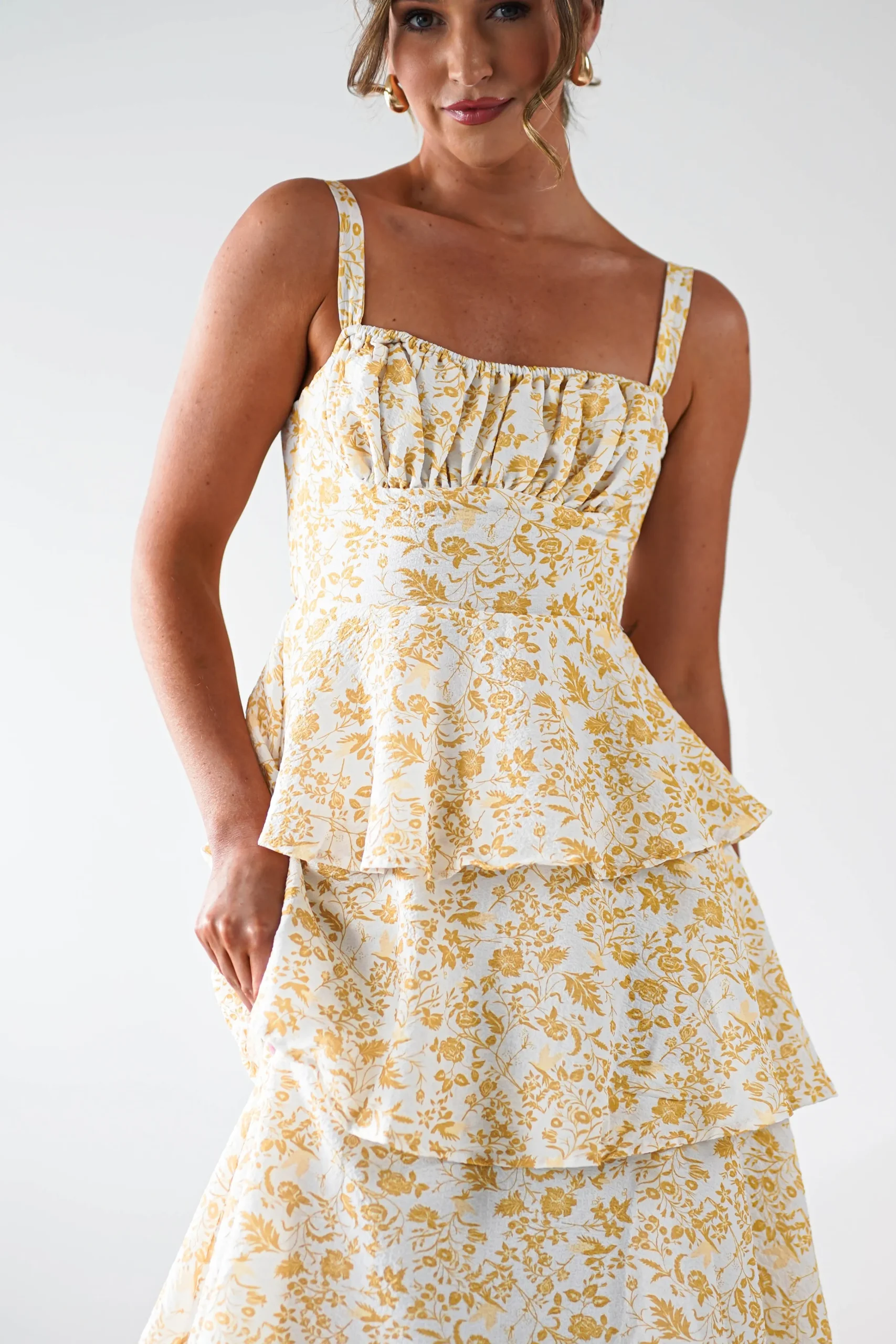 Emily Floral Ruffle Maxi Dress | Yellow Print