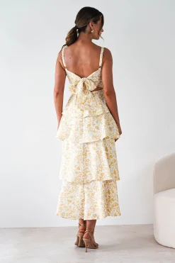 Emily Floral Ruffle Maxi Dress | Yellow Print