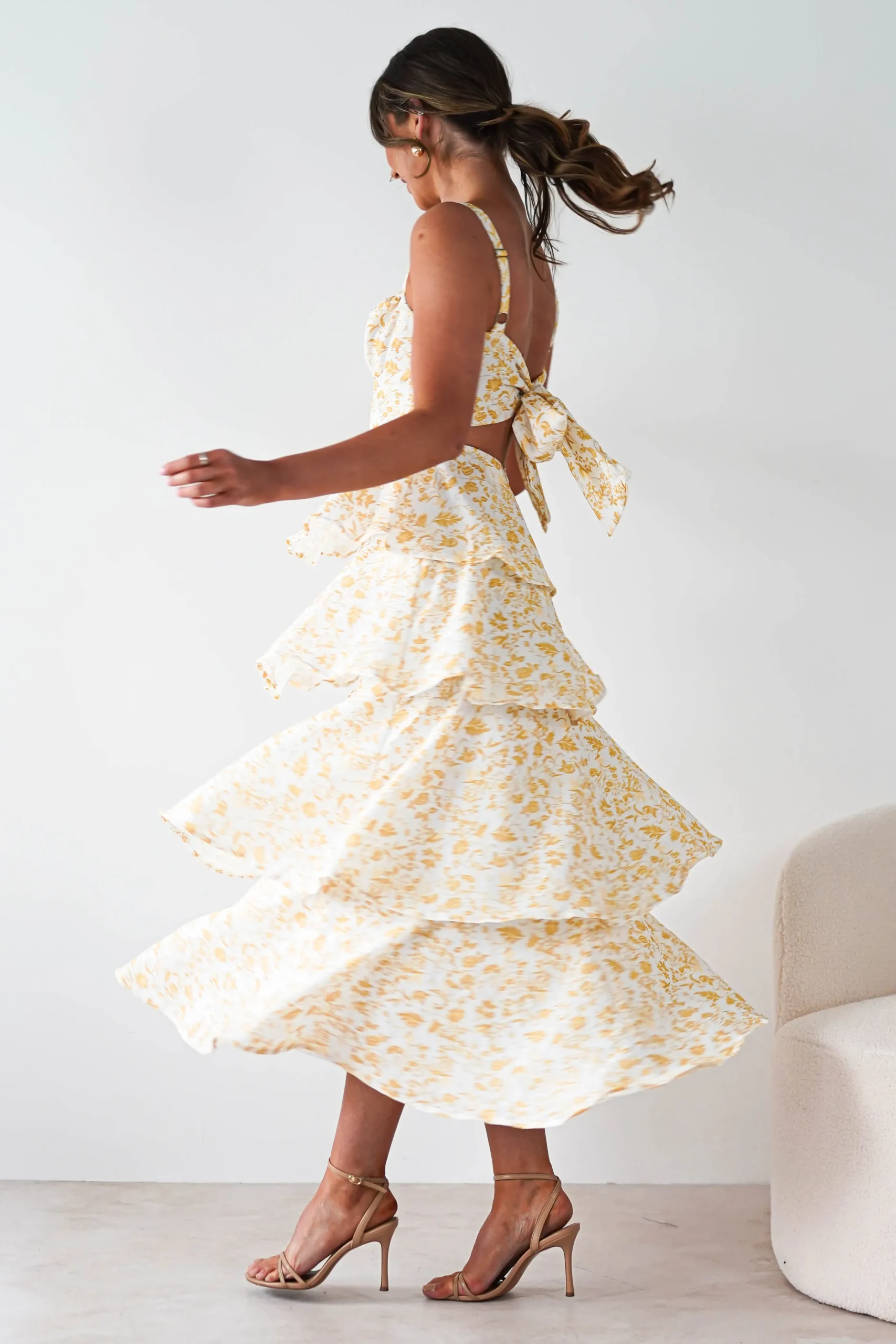 Emily Floral Ruffle Maxi Dress | Yellow Print