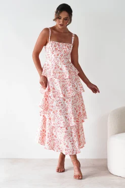 Emily Floral Ruffle Maxi Dress | Orange Print