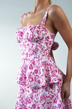 Emily Floral Ruffle Maxi Dress | Pink Print