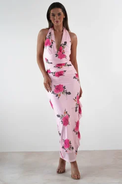 Emmaline Floral Bodycon Maxi Dress | Pink