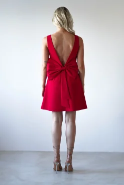 Emmie Bow Back Mini Dress | Red