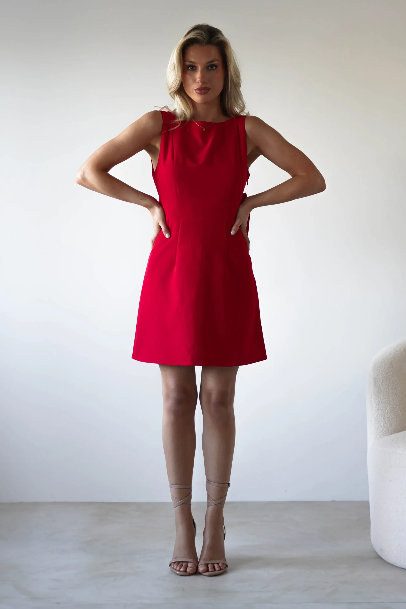Emmie Bow Back Mini Dress | Red