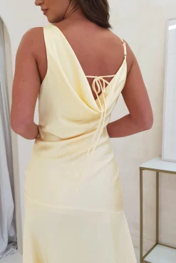 Esther Soft Satin Midi Dress | Yellow