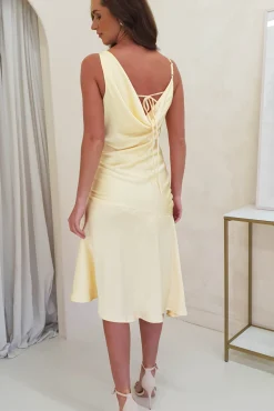 Esther Soft Satin Midi Dress | Yellow