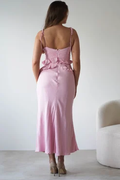 Faith Ruffle Cotton Maxi Dress | Pink