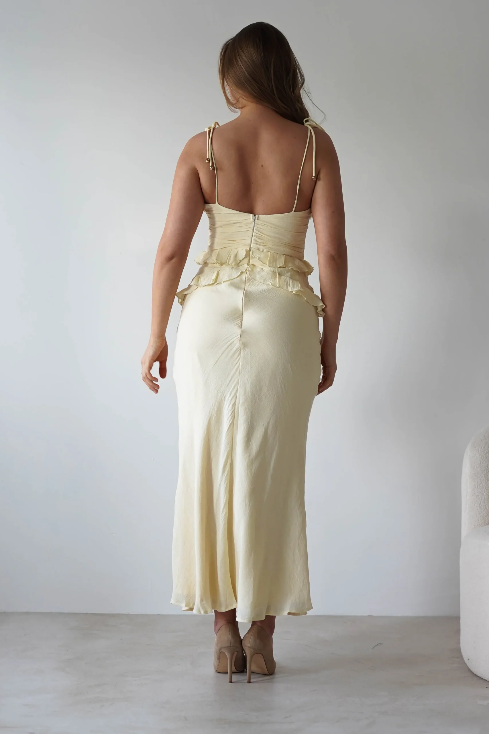Faith Ruffle Cotton Maxi Dress | Yellow