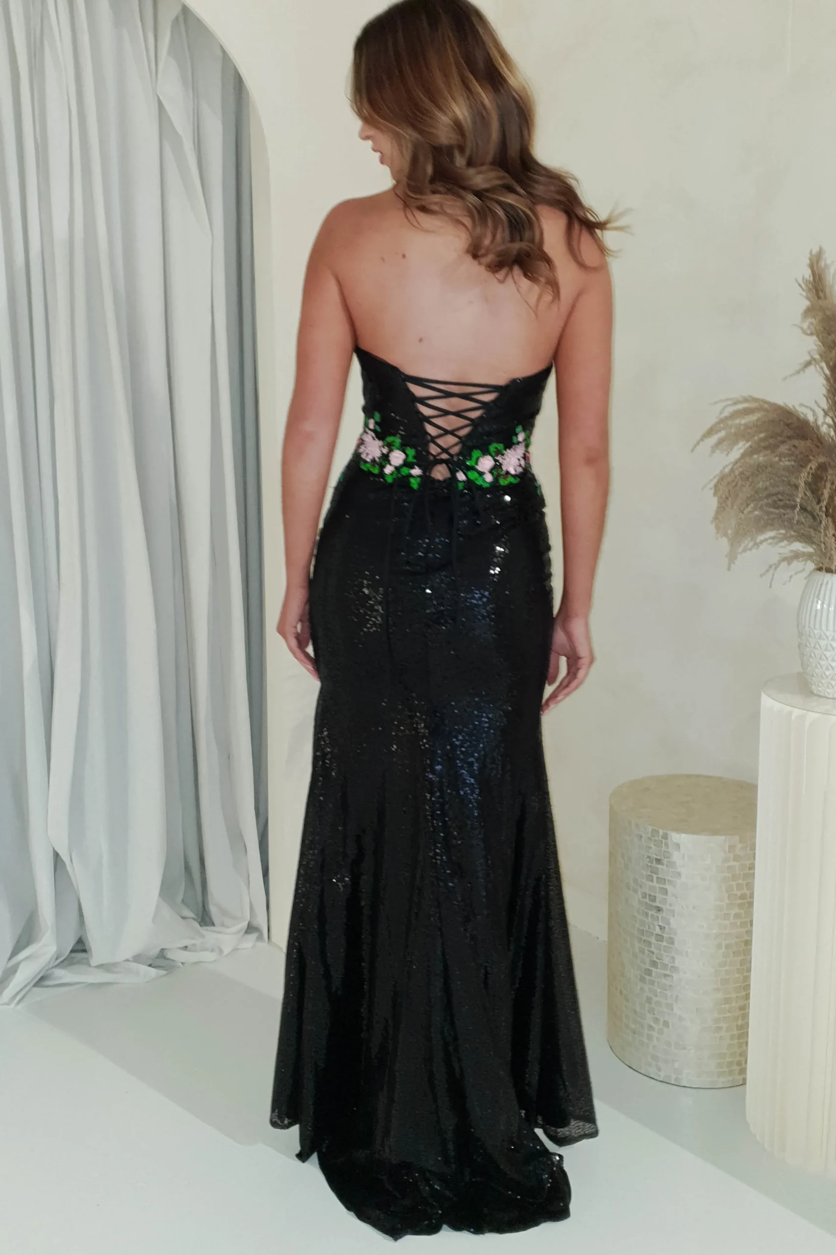 Floral Muse Sequin Luxe Gown | Black