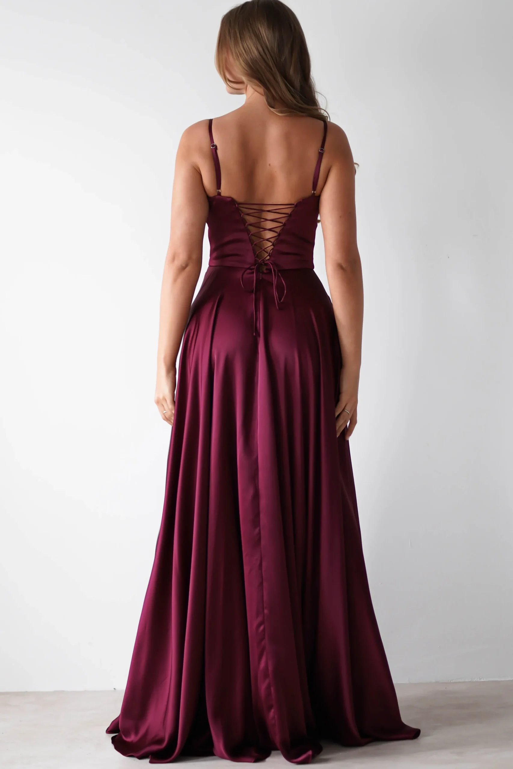 Georgia Soft Satin Maxi Gown | Burgundy