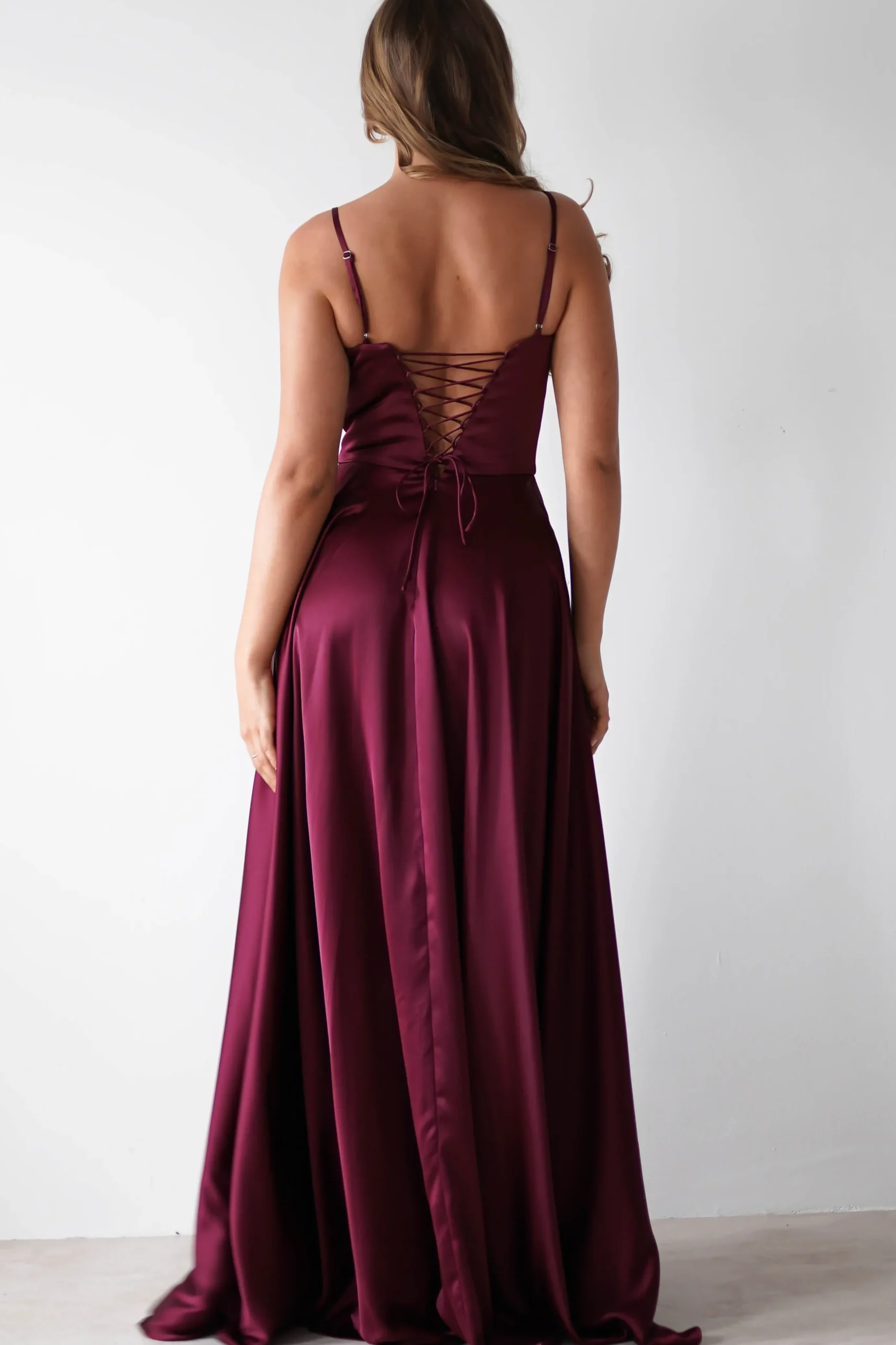 Georgia Soft Satin Maxi Gown | Burgundy